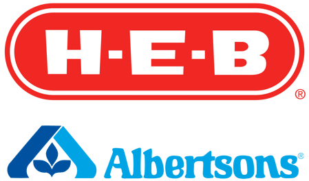 HEB and Albertsons logos