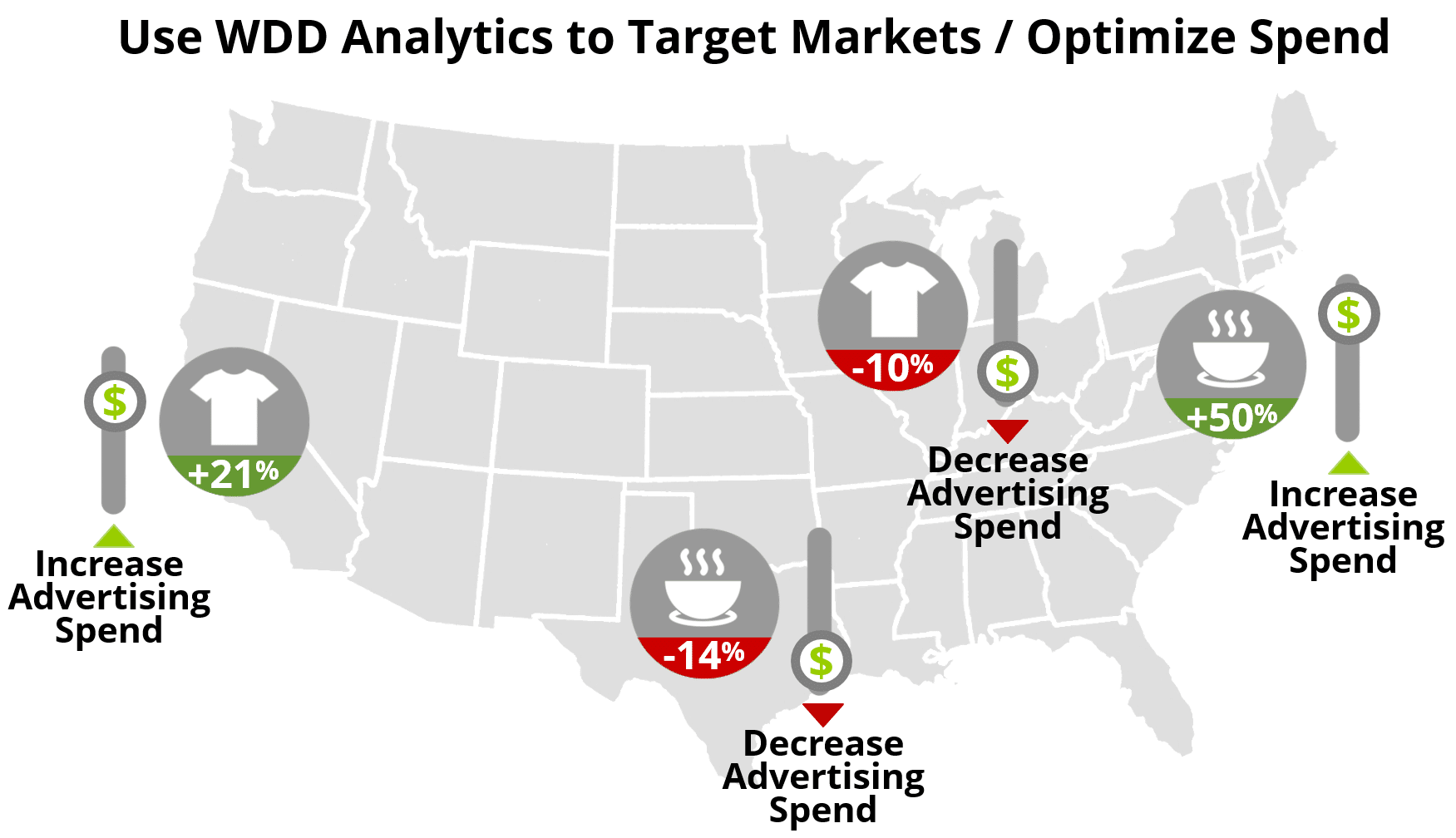 US Map with adjusted advertising spend